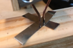 Two nickel strips before the weld